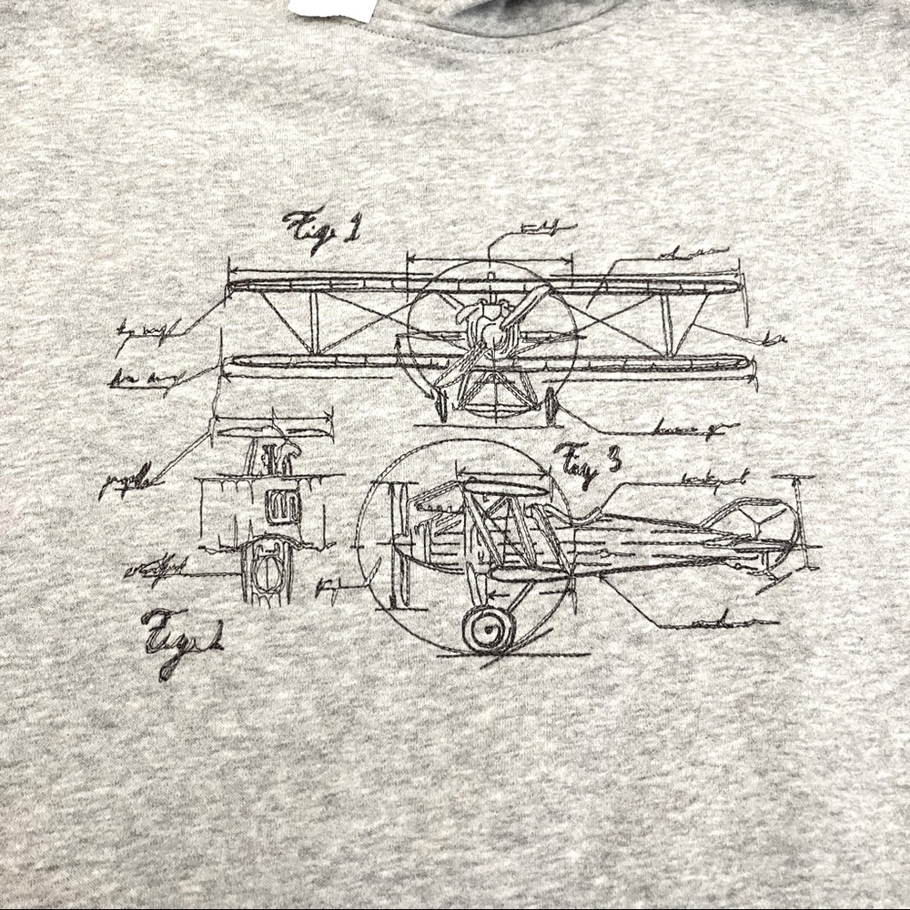 Clearance!  Gap Men’s Hoodie with added Airplane Schematic drawing embroidery